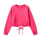 Hot Pink Cropped Crew Neck Sweatshirt with Back Tie Detail