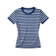 Navy & White Striped Fitted Round Neck Short Sleeve Tee