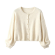 Cream Fuzzy Knit Oversized Button-Front Cardigan