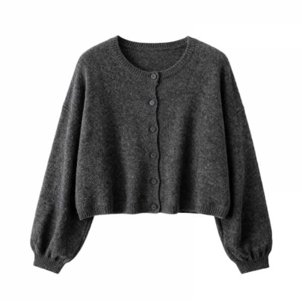 Gray Marled Knit Oversized Button-Front Cardigan