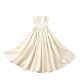 Cream Satin Strapless Fit & Flare Ball Gown Mini Dress